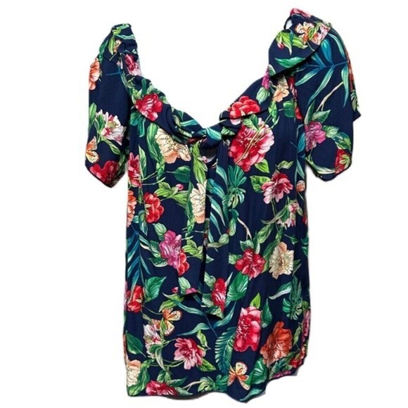 Vivace Island Dreaming Navy Cold Shoulder Style Top Size 1XL - Picture 6 of 16